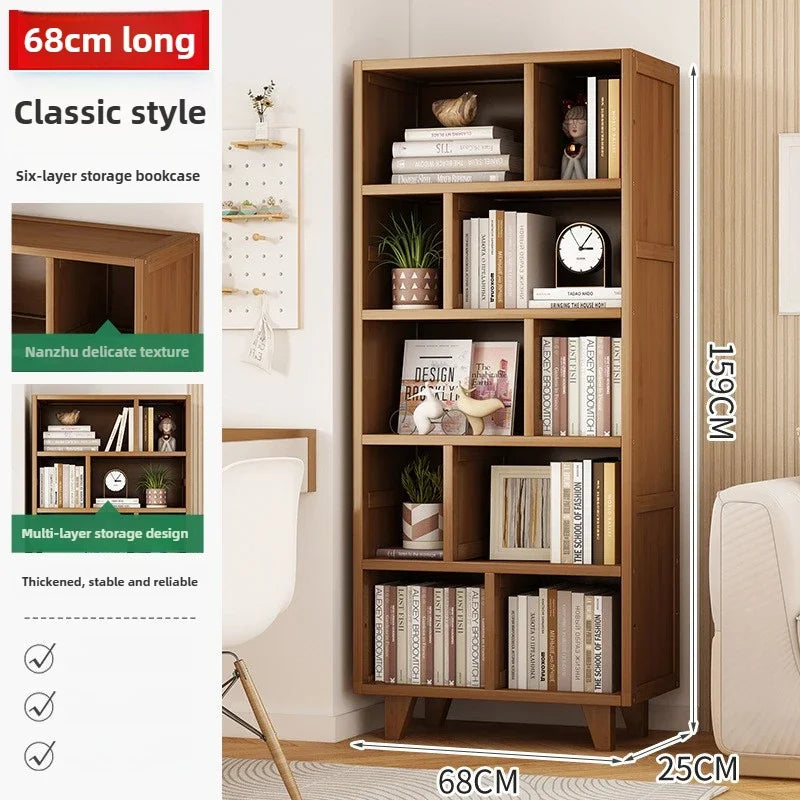 Bookshelf Shelf Floor-to-ceiling living room locker Layered display Storage cabinet Against the wall with pumping bookcase
