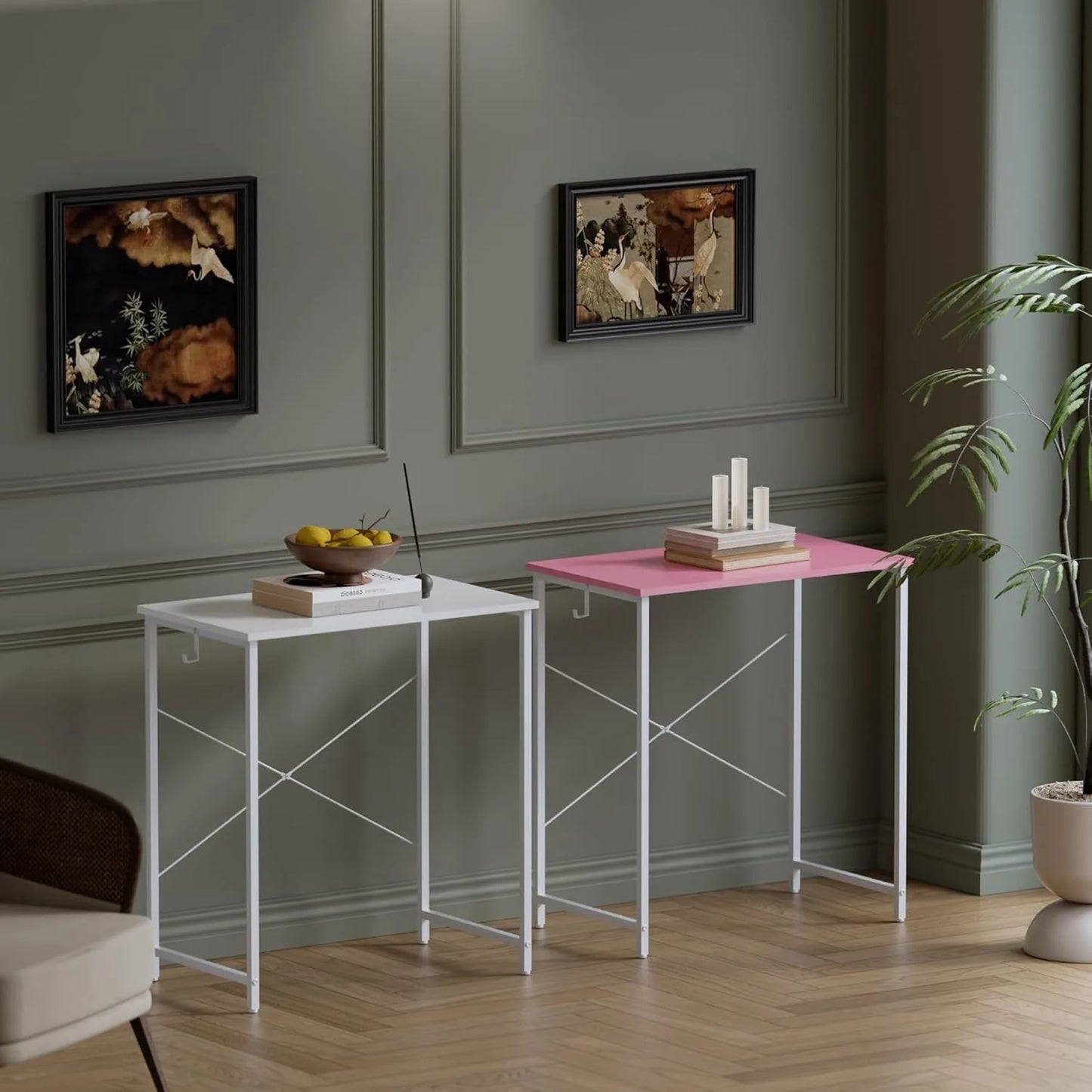 23 Inch Computer Desk for Small Spaces, Home Office Work Desk with Headphone Hook, Small Office Desk Study Writing Table