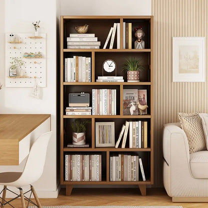 Bookshelf Shelf Floor-to-ceiling living room locker Layered display Storage cabinet Against the wall with pumping bookcase