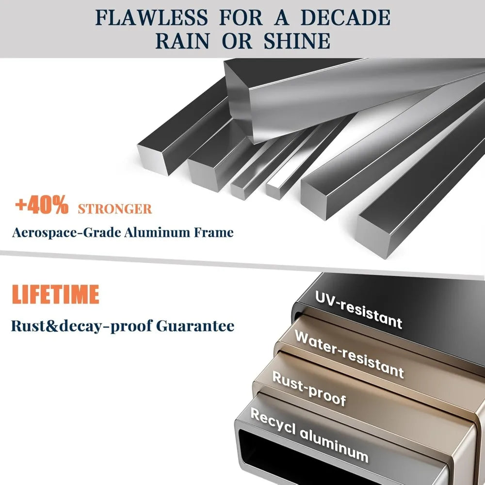 Outdoor Patio Furniture Set 4-Piece, Aluminum Swivel Rocking Chairs with All-Weather Cushions, Modern Patio Conversation Set