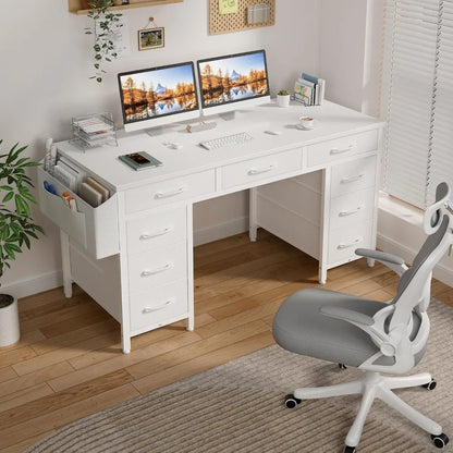47 Inch Computer Desk with 9 Drawers, Office Desk Work Desk for Home Office, Study, Writing