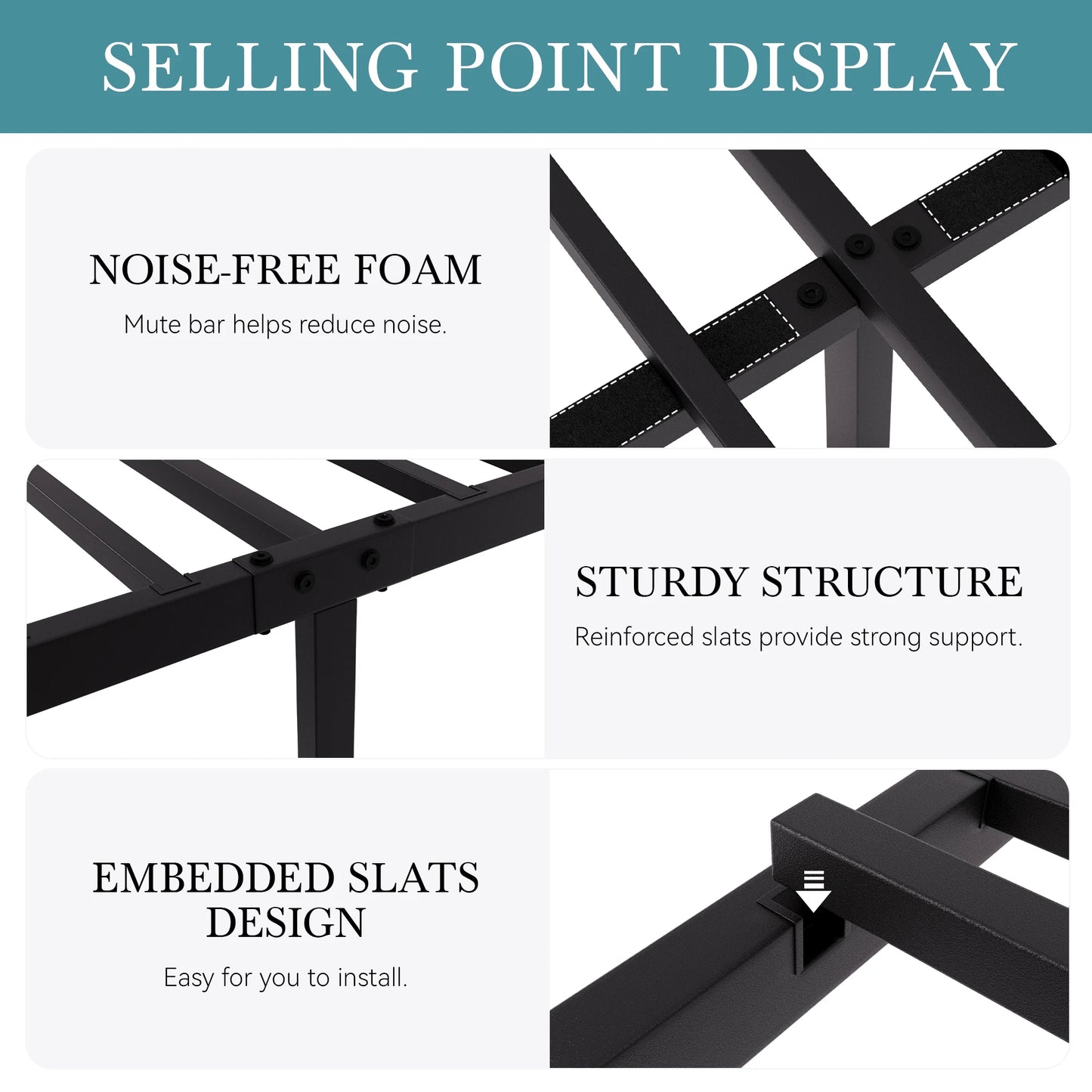 HOOMIC Metal Platform Bed Frame with Vintage Circular Design Headboard and Footboard, Extra Under-Bed Storage Allewie