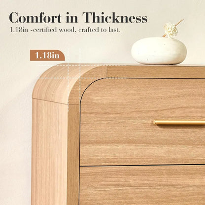 Curved 9-Drawer Dresser for Bedroom, 63" Wide Modern Chest of Drawers, Vanity Desk TV Stand for Living Room, Closet Storage