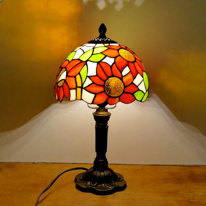 Retro Tiffany Table Lamp E27 Stained Glass Lampshade Mediterranean Style Baroque Table Light Bedroom Bedside Nightstand Lighting