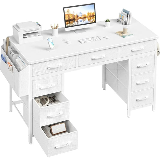 47 Inch Computer Desk with 9 Drawers, Office Desk Work Desk for Home Office, Study, Writing