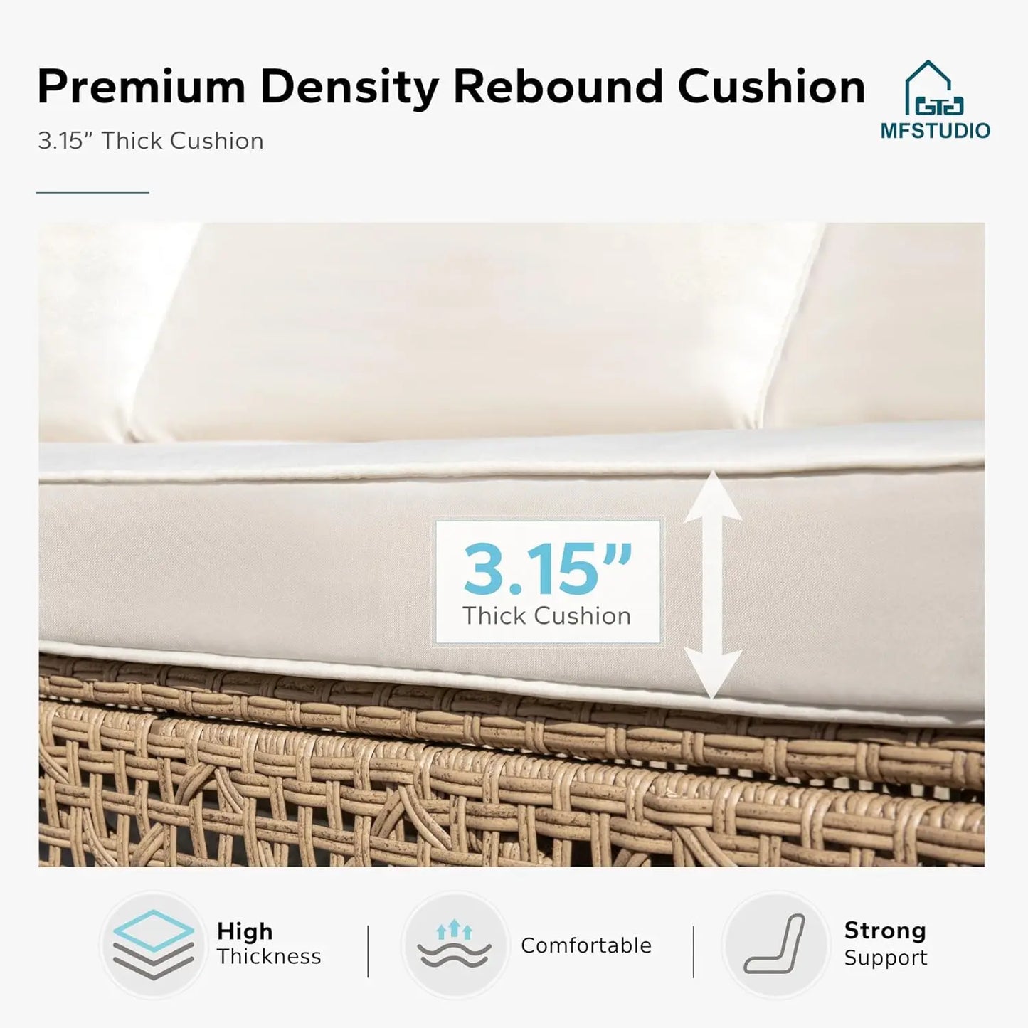 Patio Wicker Sectional Sofa Set 3 Pieces, Outdoor Small L-Shaped Couch Furniture Set with Wood Table and 2 Bench Sofa