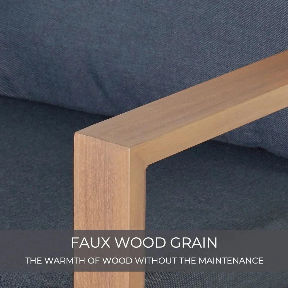 Outdoor 4-Piece Modern Furniture Sets,5 Person Conversation Set, Faux Wood Grain Finish Frame Sofa with Olefin Thick Cushions