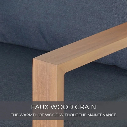 Outdoor 4-Piece Modern Furniture Sets,5 Person Conversation Set, Faux Wood Grain Finish Frame Sofa with Olefin Thick Cushions