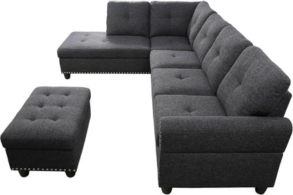 Modern Upholstered Sofa Set Buttoned Tufted Backrest, Frosted Velvet Couch, Living Room Furniture Set Single Chair