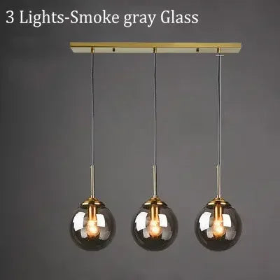 Amber Smoke Gray Clear Glass Pendant Lamp LED E27 Hanging Light for Dining Room Table Kitchen Island Bedroom Bedside Lighting