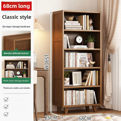 Bookshelf Shelf Floor-to-ceiling living room locker Layered display Storage cabinet Against the wall with pumping bookcase