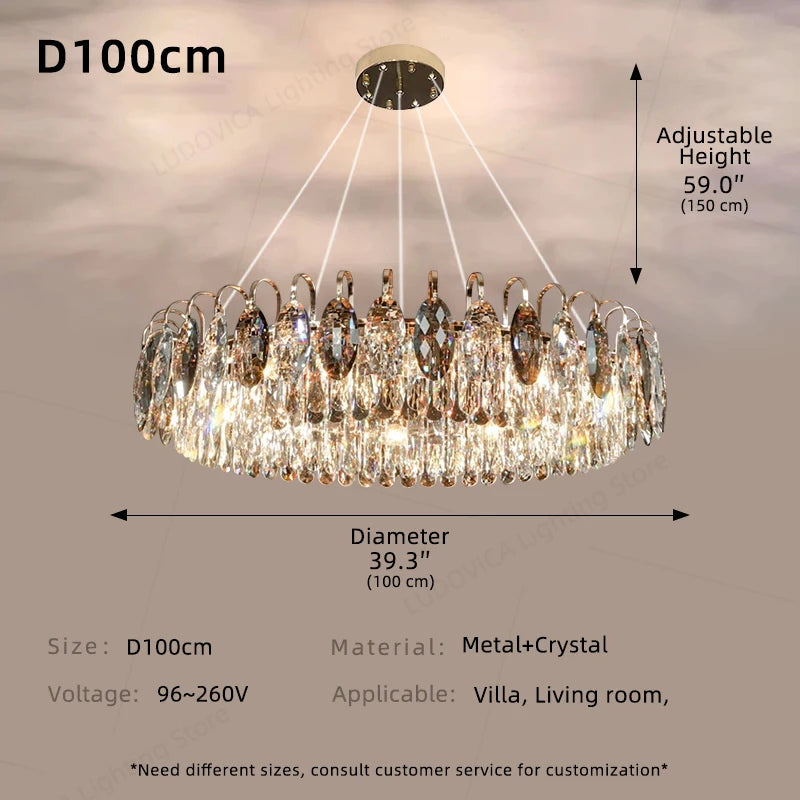 Modern Luxury Crystal Chandelier Living Room Kitchen Dining Room Chandelier Home Decoration LED Ceiling Chandelier