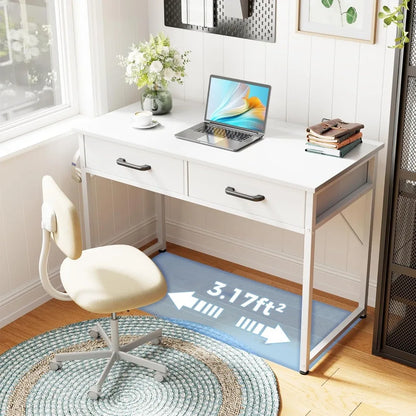 40 Inch Compact Computer Desk with Storage Drawers and Headphone Hook for Home Office and Study