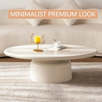 Cloud-Shape Cute Coffee Table Cream White Irregular Coffee Tables with 3 Short Legs Modern Live Round Edge Coffee Table