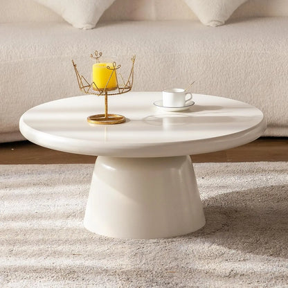 Cloud-Shape Cute Coffee Table Cream White Irregular Coffee Tables with 3 Short Legs Modern Live Round Edge Coffee Table