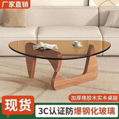 Nordic Minimalist Transparent Coffee Table Living Room Glass Coffee Table Light Luxury Solid Wood Furniture Coffee Table