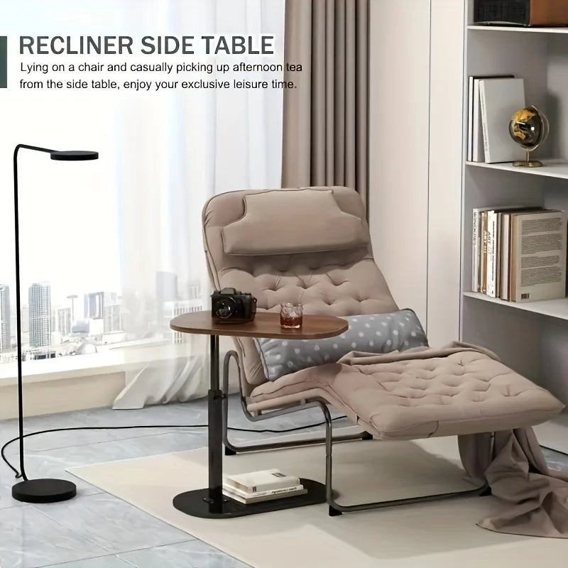 Adjustable height table - with wooden tabletop, portable sofa side table, suitable for coffee, office, and indoor/outdoor use