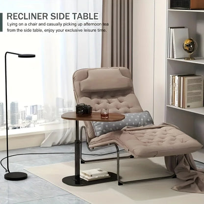 Adjustable height table - with wooden tabletop, portable sofa side table, suitable for coffee, office, and indoor/outdoor use