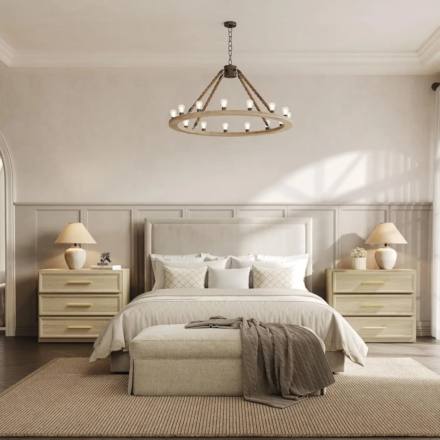 Night Stand Set 2 Oversized Extra Large Nightstands Set of 2 Tall Bedside Side Table with 3 Drawers Storage Modern End Tables