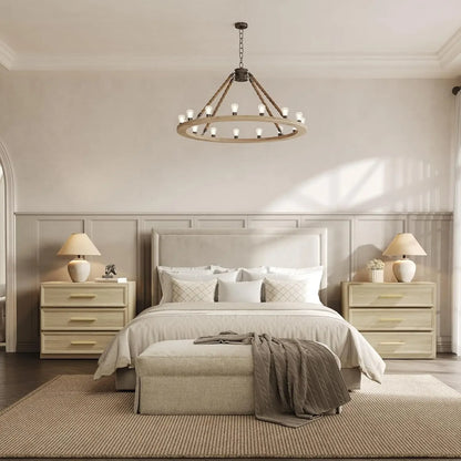 Night Stand Set 2 Oversized Extra Large Nightstands Set of 2 Tall Bedside Side Table with 3 Drawers Storage Modern End Tables