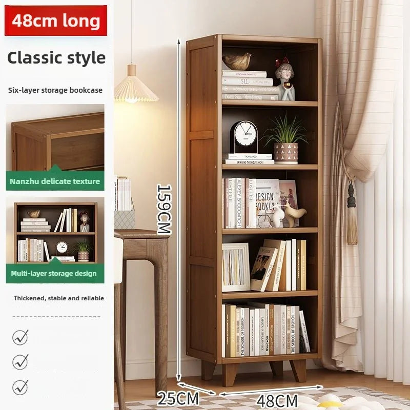 Bookshelf Shelf Floor-to-ceiling living room locker Layered display Storage cabinet Against the wall with pumping bookcase