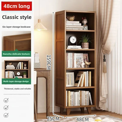 Bookshelf Shelf Floor-to-ceiling living room locker Layered display Storage cabinet Against the wall with pumping bookcase