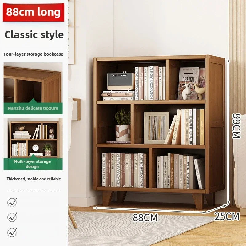 Bookshelf Shelf Floor-to-ceiling living room locker Layered display Storage cabinet Against the wall with pumping bookcase