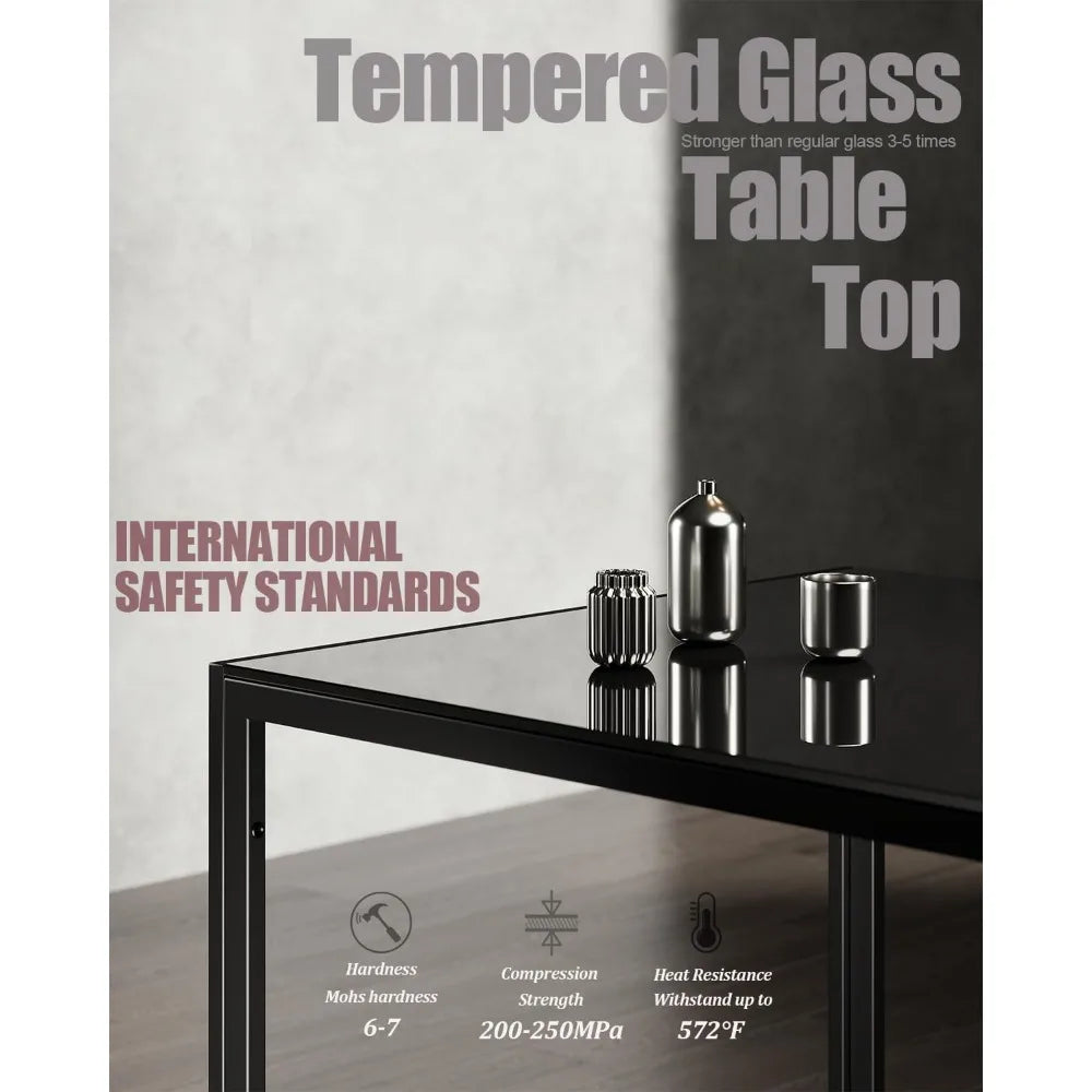 Dining Table Set for 4, Kitchen Table and Chairs Set of 4, 5 Piece Modern Dining Room Table Set with Tempered Glass Top