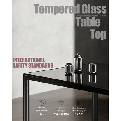 Dining Table Set for 4, Kitchen Table and Chairs Set of 4, 5 Piece Modern Dining Room Table Set with Tempered Glass Top