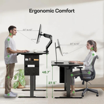 Electric Standing Desk 48x24 - Adjustable Height Desk with Memory Settings, Storage, and Cable Management