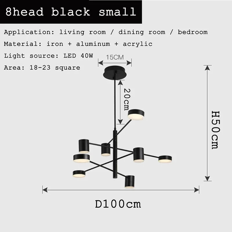 Adjustable Long Pole Pendant Light Modern Living Room LED Ceiling Chandelier Home Decor Bedroom Dining Room Office Hanging Lamp