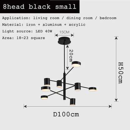 Adjustable Long Pole Pendant Light Modern Living Room LED Ceiling Chandelier Home Decor Bedroom Dining Room Office Hanging Lamp