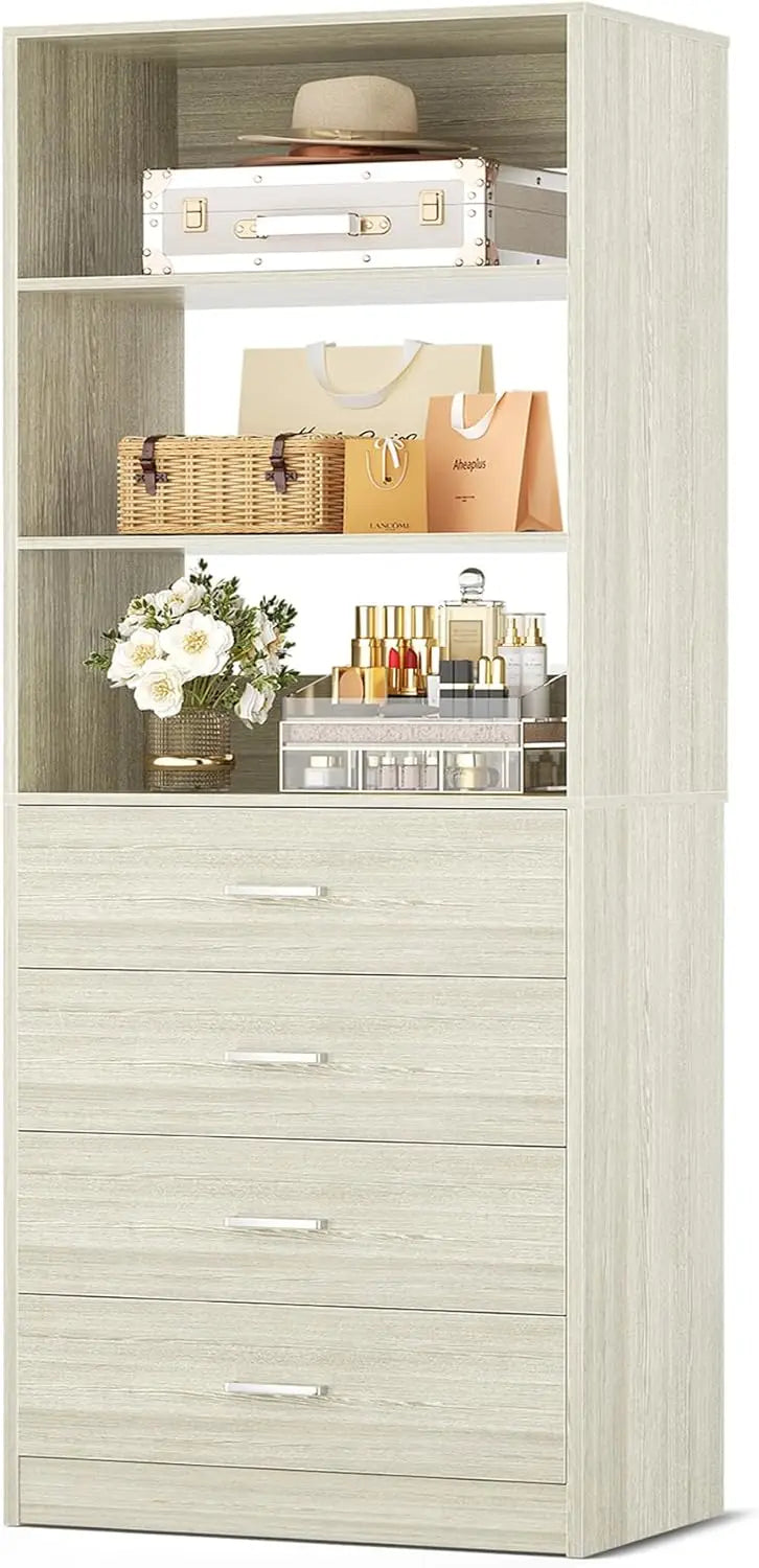 Closet Drawers System, 21.3" Wood Closet Organizer System with 4 Drawers, Modular Walk-in Closet System Storage Unit