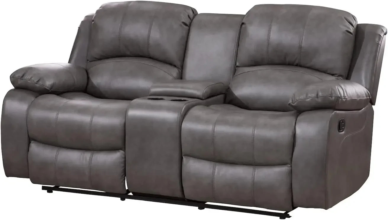 Hot sales2PC Leather Air Reclining Sofa Loveseat Set Living Room Set 8018 Multiple Colors (Gray)