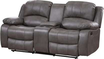 Hot sales2PC Leather Air Reclining Sofa Loveseat Set Living Room Set 8018 Multiple Colors (Gray)