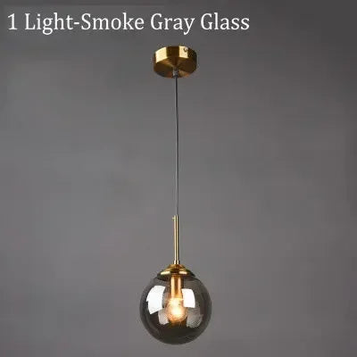 Amber Smoke Gray Clear Glass Pendant Lamp LED E27 Hanging Light for Dining Room Table Kitchen Island Bedroom Bedside Lighting