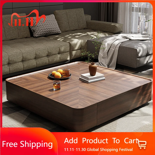 Modern Wood Coffee Table Storage Drawers Space Saving Simple Coffee Table Minimalist Center Mesa Auxiliar Living Room Furniture