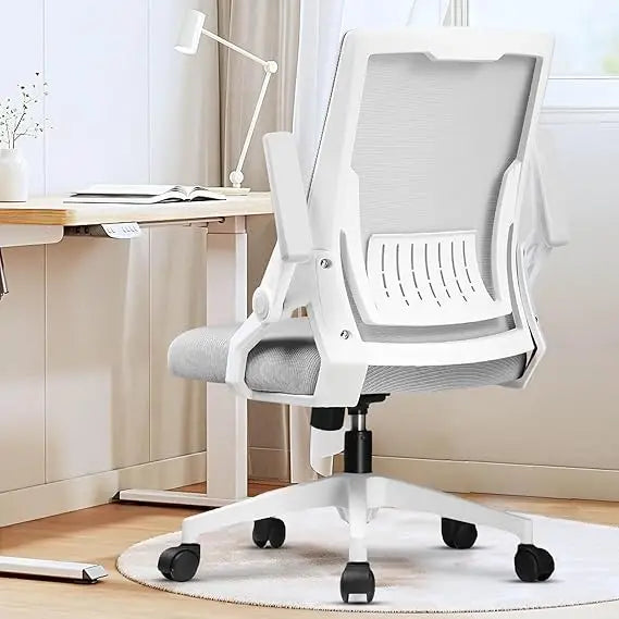 Ergonomic Flip-up Armrest Office Chair for Executive Use, Mesh Fabric & Comfortable Lumbar Support