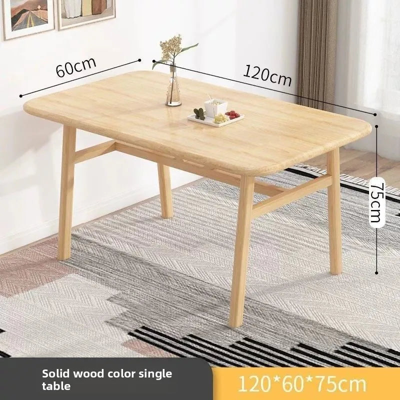 Thick Solid Wood Rectangular Dining Table Set 4 Chairs Restaurant Home Commercial Minimalist Natural Wood Finish Furniture