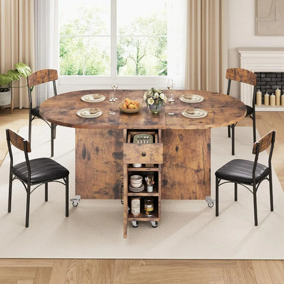 Compact 4-Person Folding Dining Set: Space-Saving Kitchen Table and Chairs for Efficient Dining