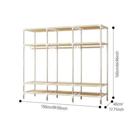 65 Inch Fabric Closet with Drawers, Large Portable Wardrobe with Included Dust Cover, Storage Organizer for Bedroom Apartment ﻿