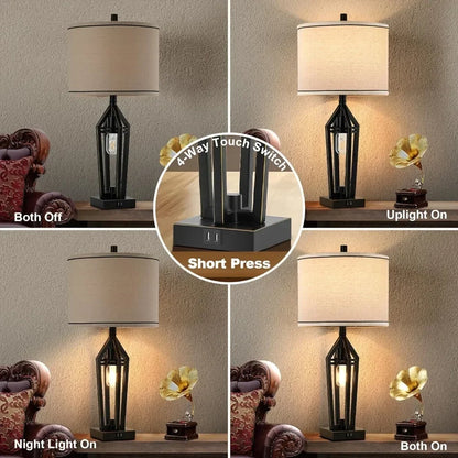 Lamp Bedside Table 4 LED Bulbs Decoration for Bedroom Tall Industrial Rustic Bedroom Lamps for Living Room Decor Indoor Lighting