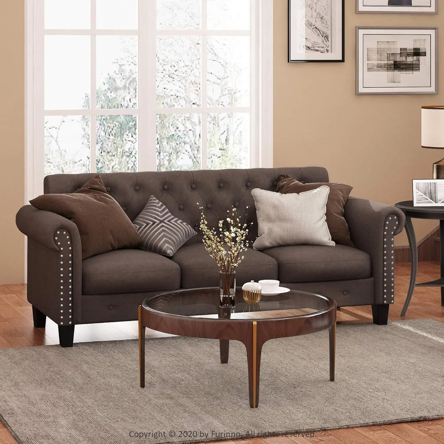 Modern Upholstered 3-Seater Sofa Couch for Living Roo