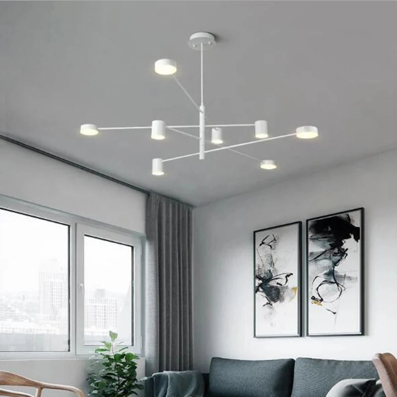 Adjustable Long Pole Pendant Light Modern Living Room LED Ceiling Chandelier Home Decor Bedroom Dining Room Office Hanging Lamp