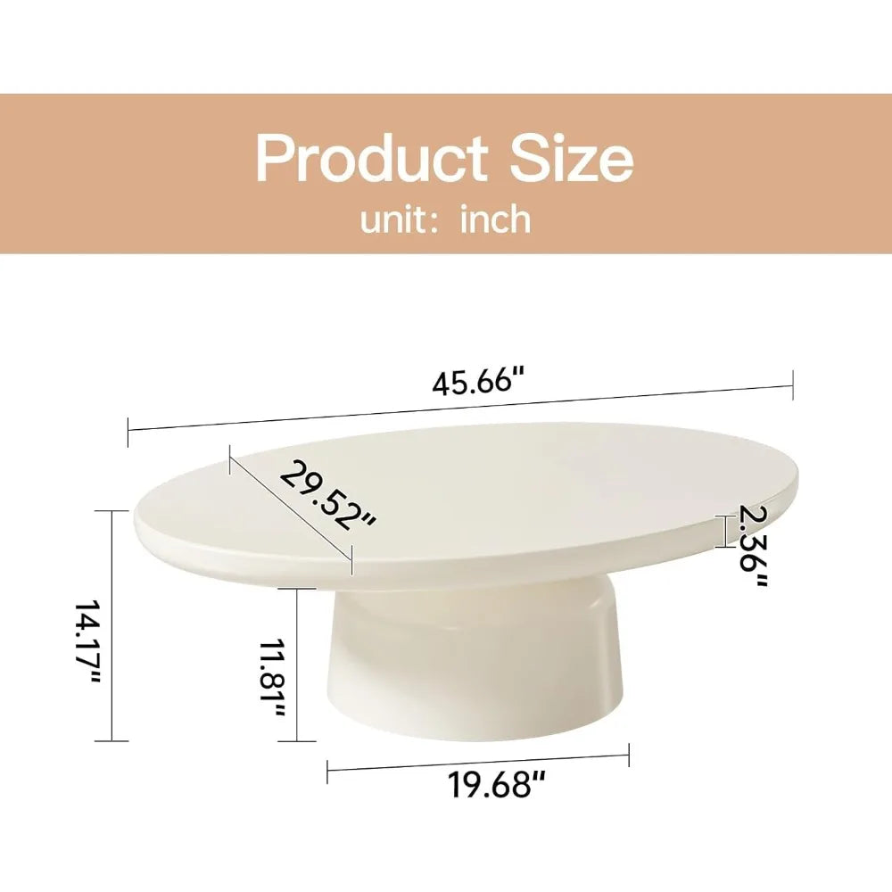 Cloud-Shape Cute Coffee Table Cream White Irregular Coffee Tables with 3 Short Legs Modern Live Round Edge Coffee Table