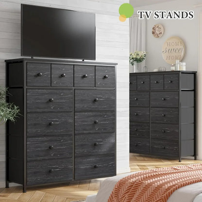 Dresser for Bedroom with 12 Drawers Dressers & Chests of Drawers Black Dresser for Bedroom, Fabric Dresser, Black