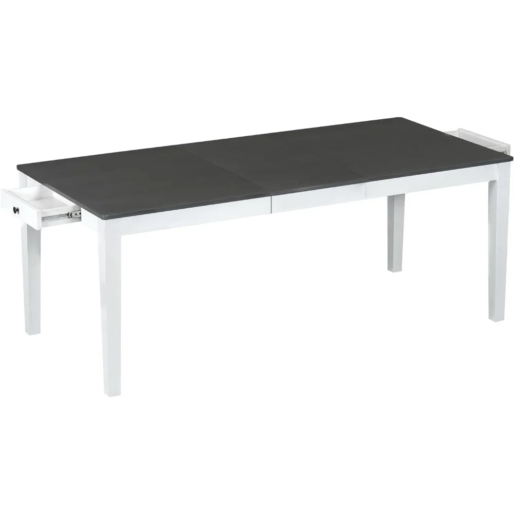 Dining Table Set for 6 Farmhouse Kitchen Table Set with 6 Upholstered Chairs for Kitchen Dining Room, Extendable Dining Table Se