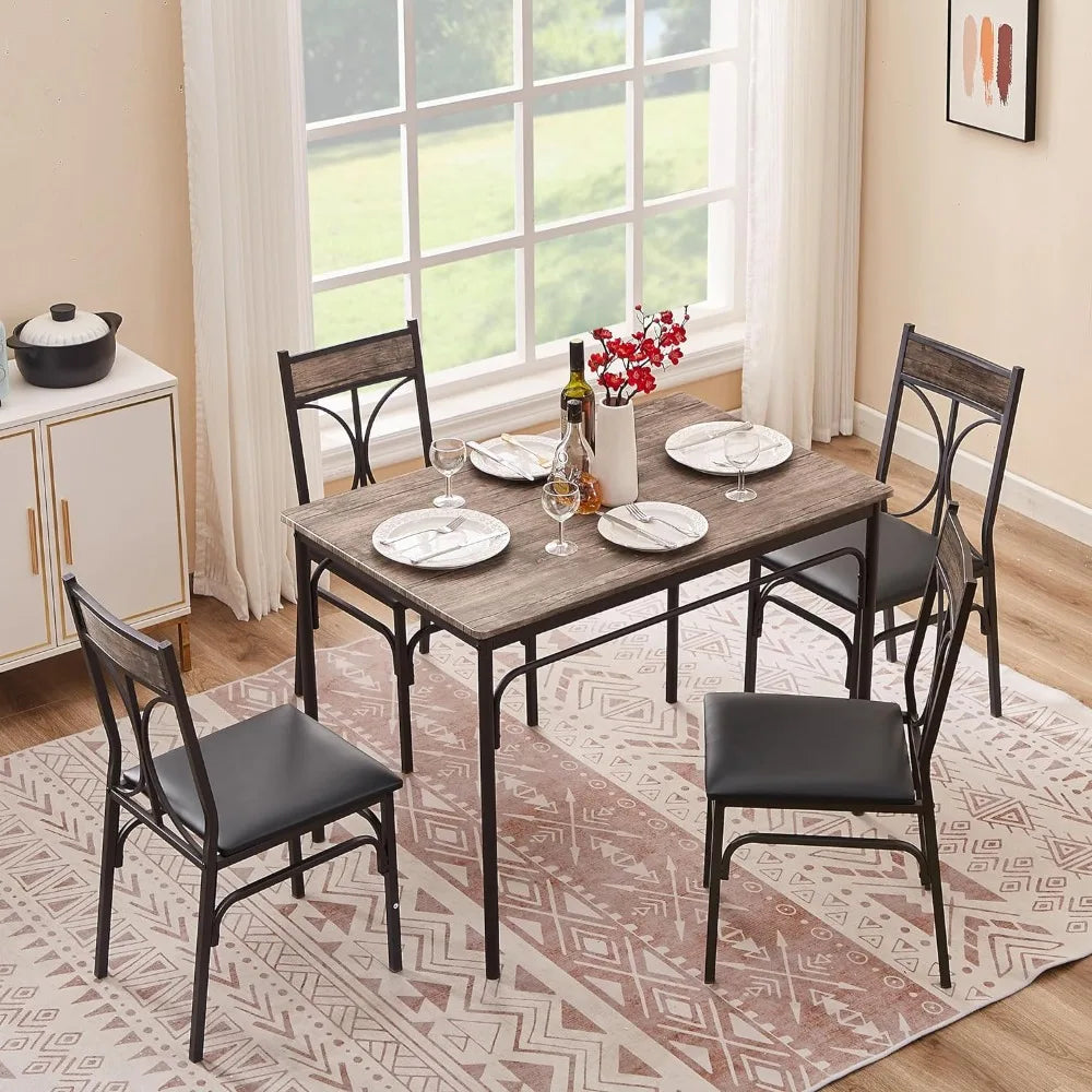 Dining Set for 4 Dinette Desk Chair Breakfast Nook Dining Room Sets Retro Brown End of Tables Basses Sedentary Table Furniture