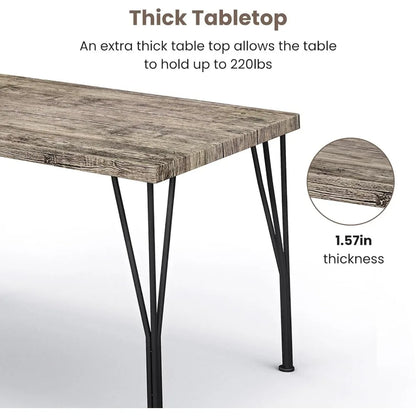 5-Piece Dining Table Set - Space-Saving Kitchen Table with 4 Chairs, Easy Assembly Modern Wood and Metal Furniture for Apartment