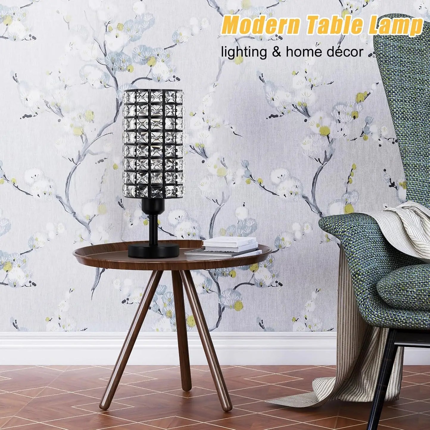 Elegant Crystal Table Lamps Set of 2 Black Modern Bedside Lamp Small Decorative Nightstand Lamp Black Desk Lamp for Living Room